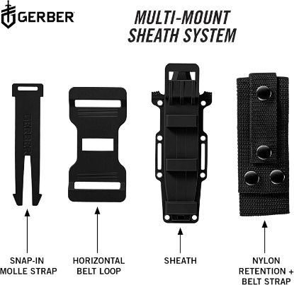 Picture of Gerber Gear Strongarm - Fixed Blade Tactical Knife for Survival Gear - Black, Serrated Edge