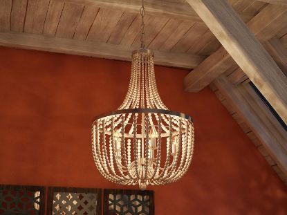 Picture of Kenroy Home Dumas 5 Light Wood Bead Chandelier