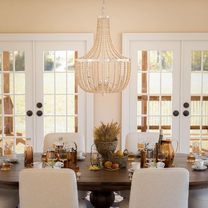 Picture of Kenroy Home Dumas 5 Light Wood Bead Chandelier