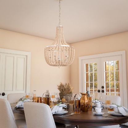 Picture of Kenroy Home Dumas 5 Light Wood Bead Chandelier
