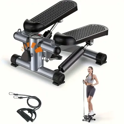 Picture of Stair Stepper with Resistance Bands, Mini Stepper with 300LBS Loading Capacity, Hydraulic Fitness Stepper with LCD Monitor