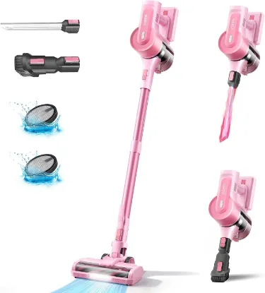 Picture of YOMA S11 PRO Cordless Vacuum Cleaner, 350W 30KPA Stick Vacuum , Handheld Vacuum for Pet Hair Hard Floor,PINK