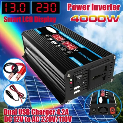 Picture of 4000W Power Inverter Dc 12V To Ac 220V Car Sine Wave Converter Dual Usb