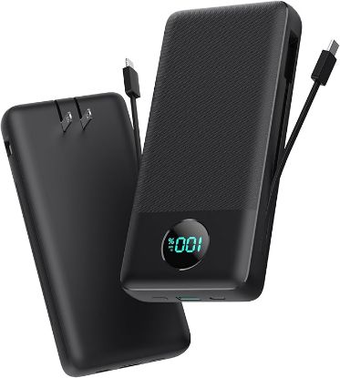 Picture of Portable Charger 33800mAh USB C Power Bank with Built-in Cables & AC Wall Plug