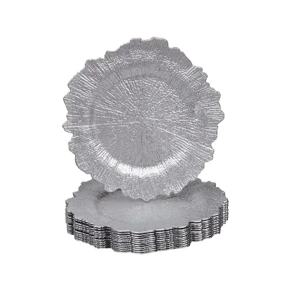 Picture of Caxkun 13 Inch Silver Charger Plates Plastic - 24 PIECES