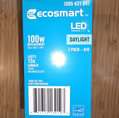 Picture of EcoSmart 100-Watt Equivalent A19 Dimmable Energy Star LED Light Bulbs - Daylight  (2 Pack)