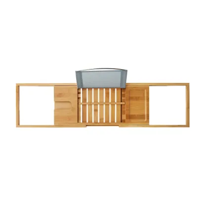 Picture of Better Homes & Gardens Bamboo Caddy Tray for Bathtubs with Book/Tablet Prop, Bamboo Finish