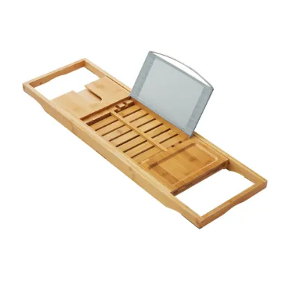 Picture of Better Homes & Gardens Bamboo Caddy Tray for Bathtubs with Book/Tablet Prop, Bamboo Finish