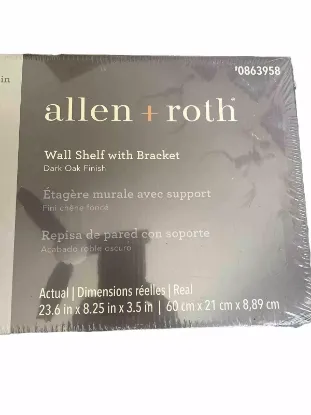 Picture of allen + roth 23.6-in L x 8.25-in D x 3.93-in H Dark Oak Rectangular Shelf Kit