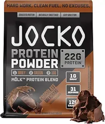 Picture of Jocko Fuel Mölk Whey Protein Powder 22g Protein - Low Sugar Monk Fruit Blend - Muscle Recovery & Growth, Packaging May Vary (31 Servings, Chocolate Milkshake)