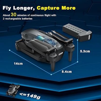 Picture of Drone with Camera for Adults, 1080P FPV Drones for Beginners with Upgrade Altitude Hold, Voice Control, Gestures Selfie, 90° Adjustable Lens, 3D Flips, 2 Batteries