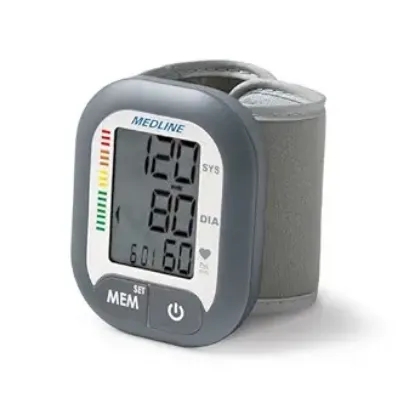 Picture of Medline Digital Wrist Blood Pressure Monitor, BP Cuff with Batteries Included (60 Reading Memory)