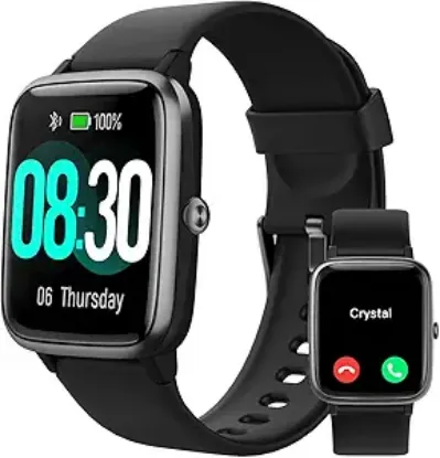 Picture of GRV Smart Watch for iOS and Android Phones (Answer/Make Calls), Watches for Men Women IP68 Waterproof Smartwatch Fitness Tracker Watch with Heart Rate/Sleep Monitor Steps Calories Counter (Black)