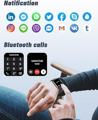 Picture of GRV Smart Watch for iOS and Android Phones (Answer/Make Calls), Watches for Men Women IP68 Waterproof Smartwatch Fitness Tracker Watch with Heart Rate/Sleep Monitor Steps Calories Counter (Black)