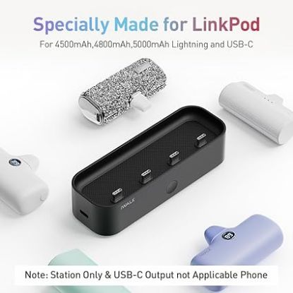 Picture of iWALK Charger Station for Portable Charger 4500mAh,4800mAh, 5000mAh, Power Bank for iPhone Charging Station Multiple USB-C Family-Sized Charger Station for Home(Station Only),Black