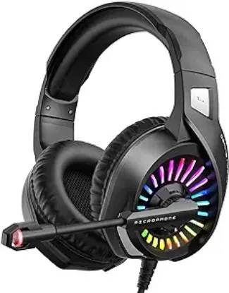 Picture of ZIUMIER Gaming Headset with Microphone, Compatible with PS4 PS5 Xbox One PC Laptop, Over-Ear Headphones with LED RGB Light, Noise Canceling Mic, 7.1 Stereo Surround Sound