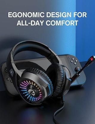 Picture of ZIUMIER Gaming Headset with Microphone, Compatible with PS4 PS5 Xbox One PC Laptop, Over-Ear Headphones with LED RGB Light, Noise Canceling Mic, 7.1 Stereo Surround Sound