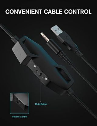 Picture of ZIUMIER Gaming Headset with Microphone, Compatible with PS4 PS5 Xbox One PC Laptop, Over-Ear Headphones with LED RGB Light, Noise Canceling Mic, 7.1 Stereo Surround Sound