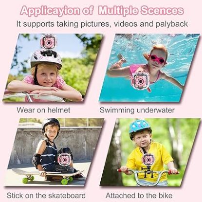 Picture of PROGRACE Kids Waterproof Camera Girls - Kids Video Camera Underwater 1080P HD Children Camcorder Digital Camera for Girls Holidays Birthday Toys Gifts 3 4 5 6 7 8 9 10 11 12 Year Old