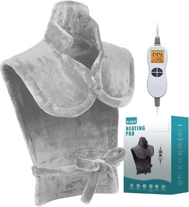 Picture of Neck&Shoulder&Back Heating Pad with 12 Temperature Settings&Countdown Timer, Pain Relief for Back/Neck/Shoulders/Menstrual Pain, Christmas Gifts for Women Men Mom Dad(Red)