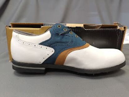 Picture of FootJoy DryJoy Mens Golf Cleets White/Blue/Brown Sz 9.5 M