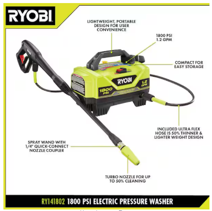 Picture of 1800 PSI 1.2 GPM Cold Water Corded Electric Pressure Washer