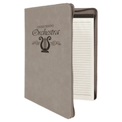 Picture of 9 1/2" x 12" Zippered Laserable Leatherette Portfolio with Notepad