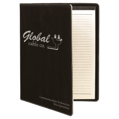 Picture of 9 1/2" x 12" Zippered Laserable Leatherette Portfolio with Notepad