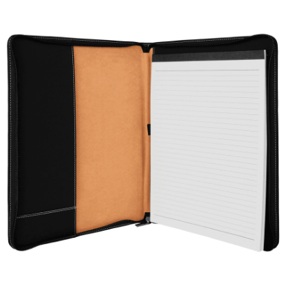 Picture of 9 1/2" x 12" Zippered Laserable Leatherette Portfolio with Notepad
