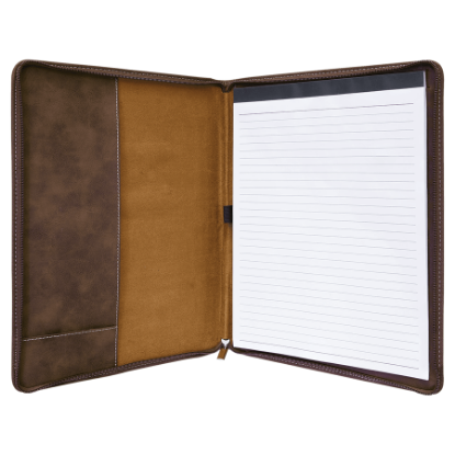 Picture of 9 1/2" x 12" Zippered Laserable Leatherette Portfolio with Notepad