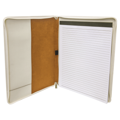Picture of 9 1/2" x 12" Zippered Laserable Leatherette Portfolio with Notepad