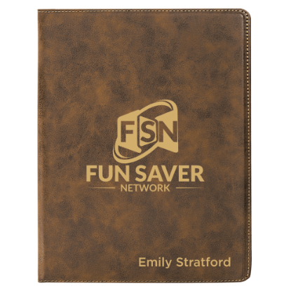 Picture of 9 1/2" x 12" Zippered Laserable Leatherette Portfolio with Notepad