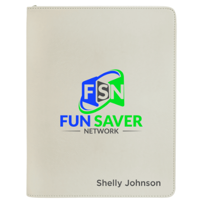 Picture of 9 1/2" x 12" Zippered Laserable Leatherette Portfolio with Notepad