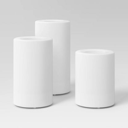 Picture of 3pc AA LED Plastic Flameless Pillar Candles with Timer and Remote -Threshold™