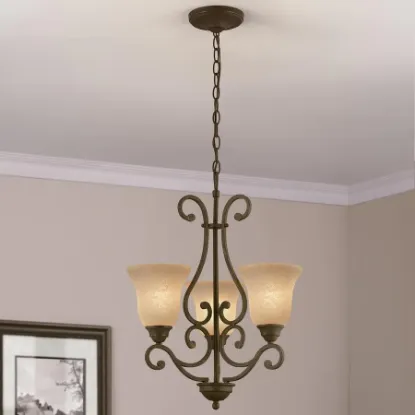 Picture of Portfolio Linkhorn 3-Light Iron Stone Vintage Dry Rated Chandelier