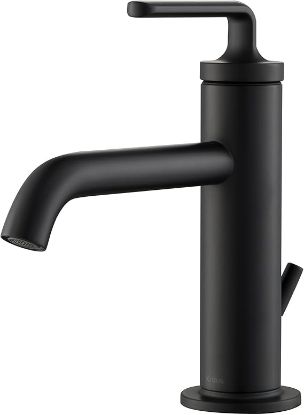 Picture of KRAUS Ramus Single Handle Bathroom Sink Faucet with Lift Rod Drain in Matte Black, KBF-1221MB