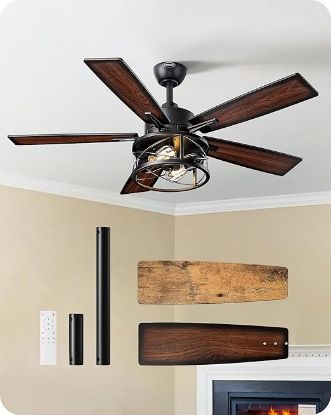 Picture of EDISHINE 42“ Farmhouse Ceiling Fan with Lights and Remote