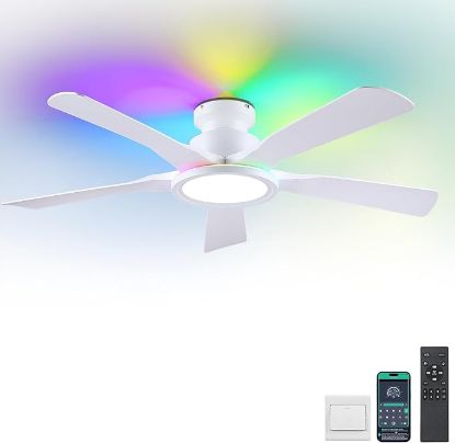 Picture of Ceiling Fan with Lights and Remote/APP Control-White