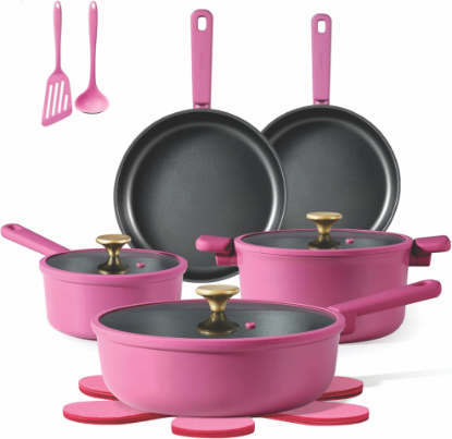 Picture of CAROTE Non Stick Pots and Pans Set-Pink