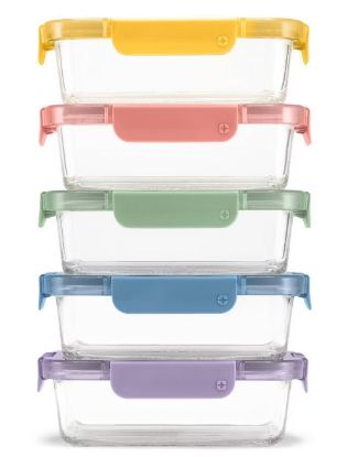 Picture of Ello Color Lock 10pc (set of 5) Glass Meal Prep Food Storage Containers Set