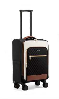 Picture of LOVEVOOK Carry On Luggage 22x14x9 Airline Approved-Black/Brown/White