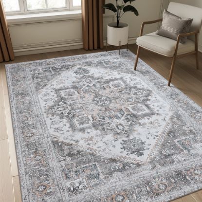 Picture of 8' x 10' Area Rug-Gray Floral Medallion