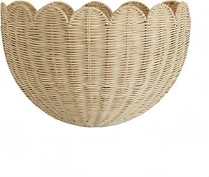 Picture of Set of Three Scalloped Wicker Wall Basket-Natural