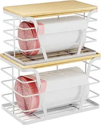 Picture of TIDIIABODE 2 Pack Stackable Trash Bag Holder-White