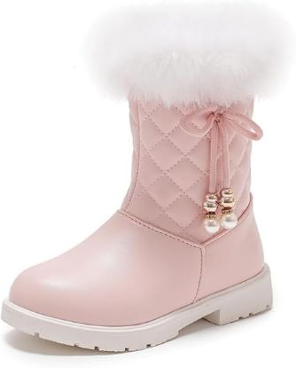 Picture of Toddler/Little Girls Fashion Fur Lined Mid-Calf Snow Boots - Pink - Size 31 (U.S. Size 13-13.5)