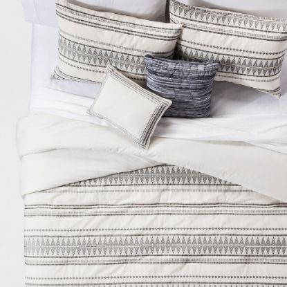 Picture of Threshold™ 5pc King Woven Diamond Stripe Comforter Set - Cream/Black