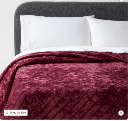 Picture of Threshold™ King Luxe Diamond Stitch Velvet Quilt - Berry Red