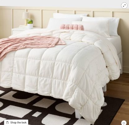 Picture of Room Essentials™ Full/Queen Box Stitch Puffer Comforter - Ivory