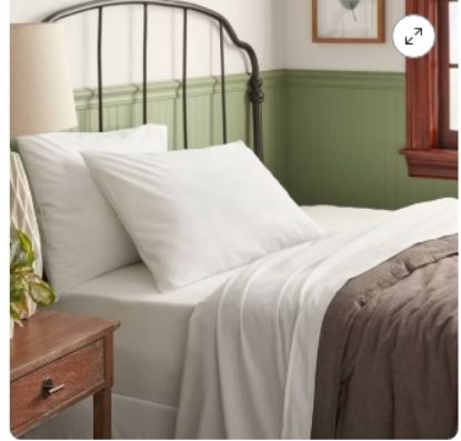 Picture of Threshold™ Organic Washed Percale Sheet Set - White -Queen