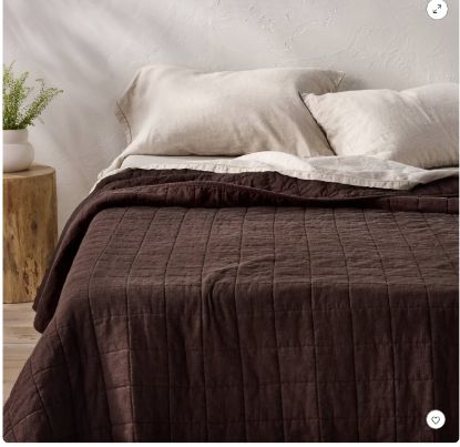Picture of Casaluna™ King Heavyweight Linen Blend Quilt - Dark Fig